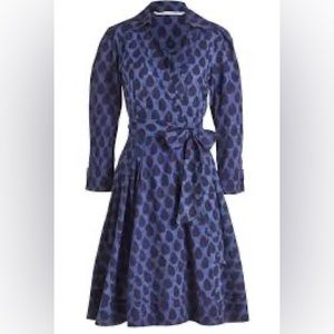 Size 4 Diane von Furstenberg 'Jadrian' Piece Batik Blue Cotton Wrap Dress